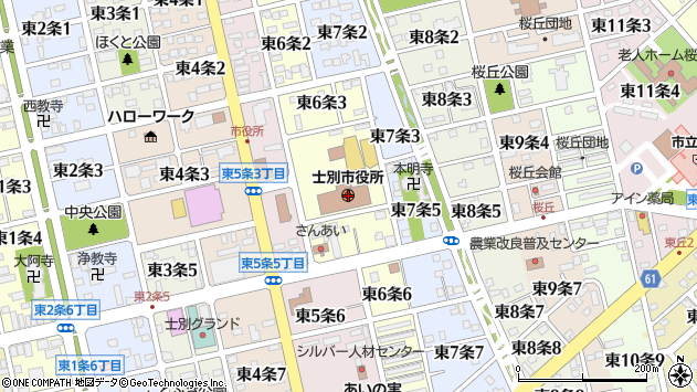 〒095-0000 北海道士別市（以下に掲載がない場合）の地図
