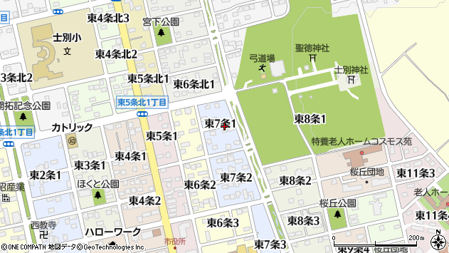 〒095-0017 北海道士別市東七条の地図