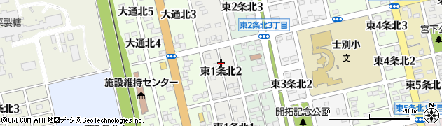 北海道士別市東１条北2丁目周辺の地図