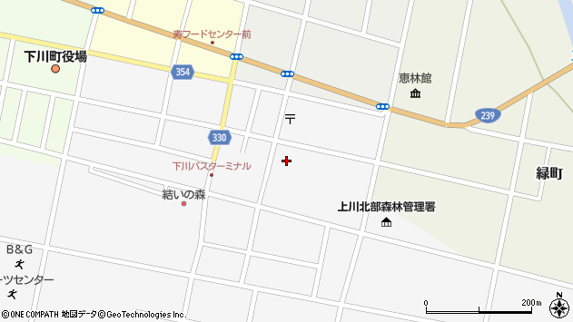 〒098-1203 北海道上川郡下川町共栄町の地図