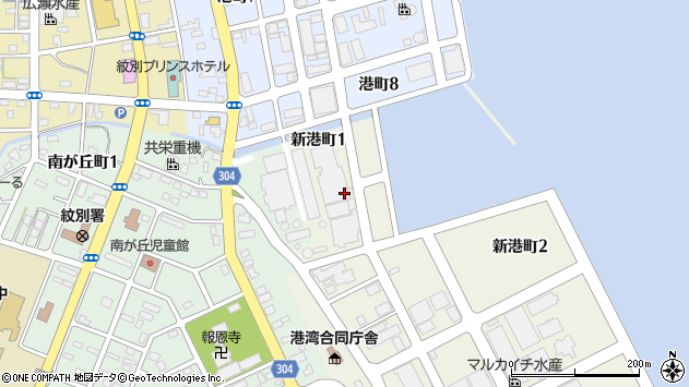 〒094-0012 北海道紋別市新港町の地図
