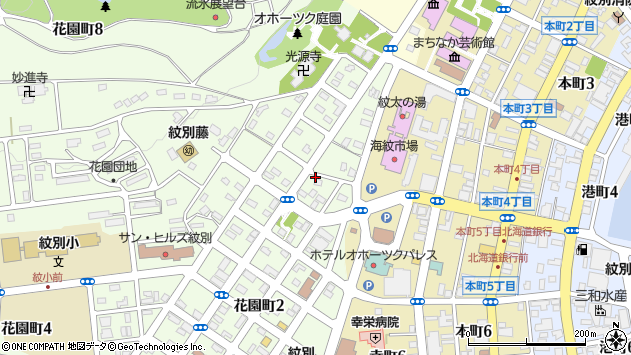 〒094-0015 北海道紋別市花園町の地図