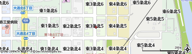 北海道名寄市東３条北5丁目周辺の地図