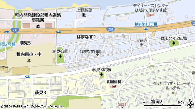 〒097-0011 北海道稚内市はまなすの地図