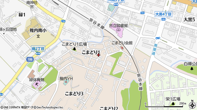 〒097-0003 北海道稚内市こまどりの地図
