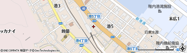 北海道稚内市港周辺の地図