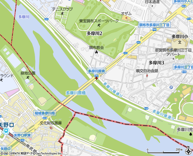 多摩川原橋 調布市 地点名 の住所 地図 マピオン電話帳