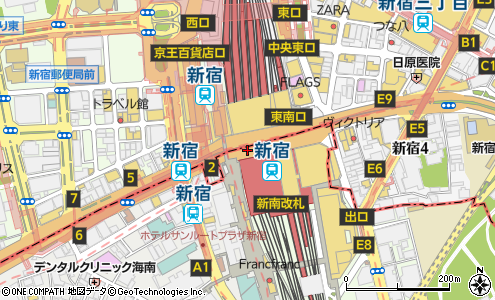 新宿駅南口 新宿区 地点名 の住所 地図 マピオン電話帳